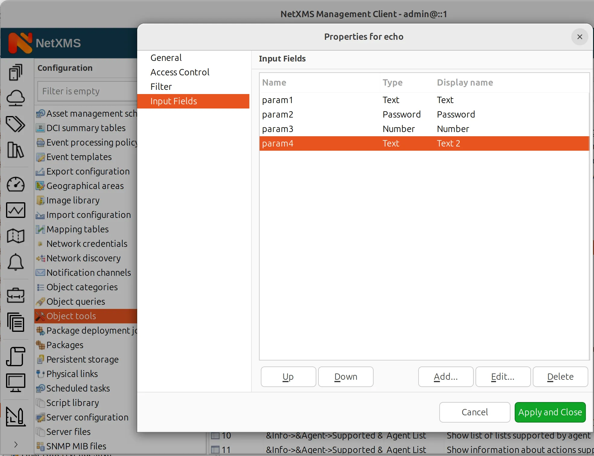 Configured Input Field in NetXMS