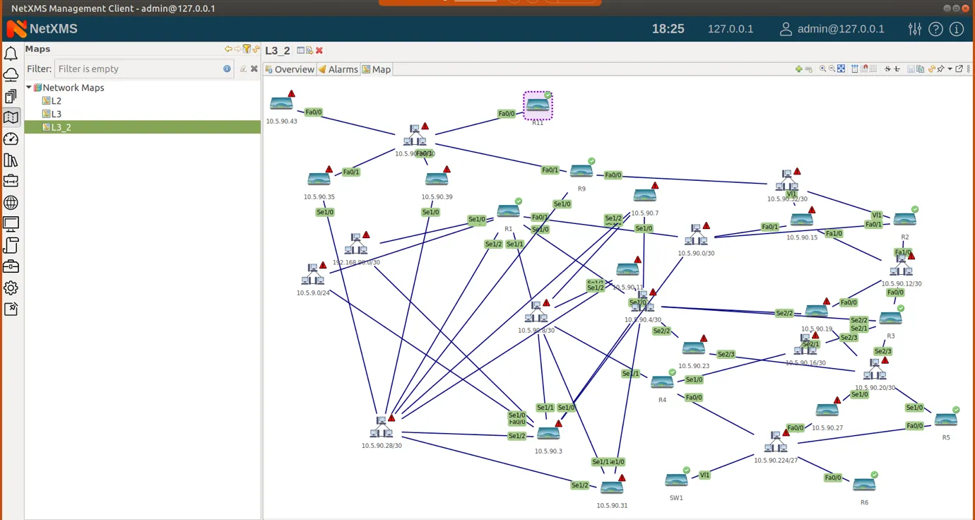 The example of an IP network map in NetXMS — 1