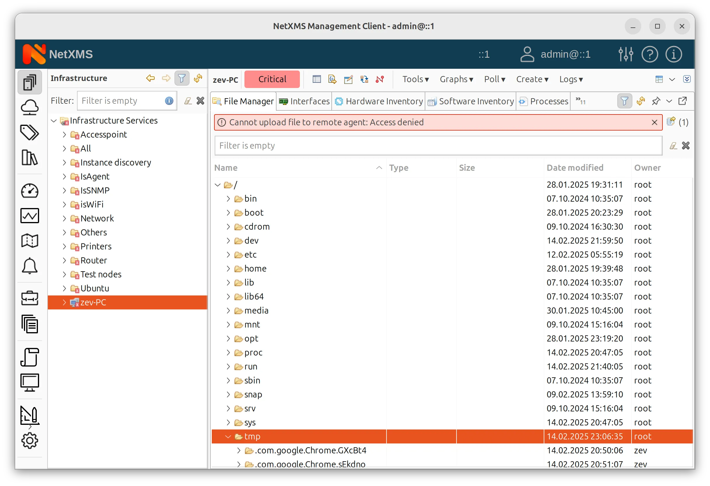 “Read-only” folder upload error