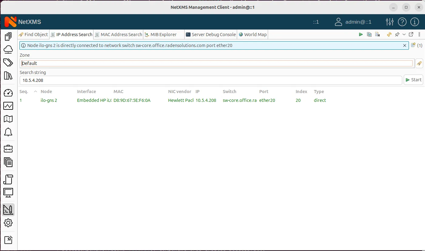 NetXMS IP address search