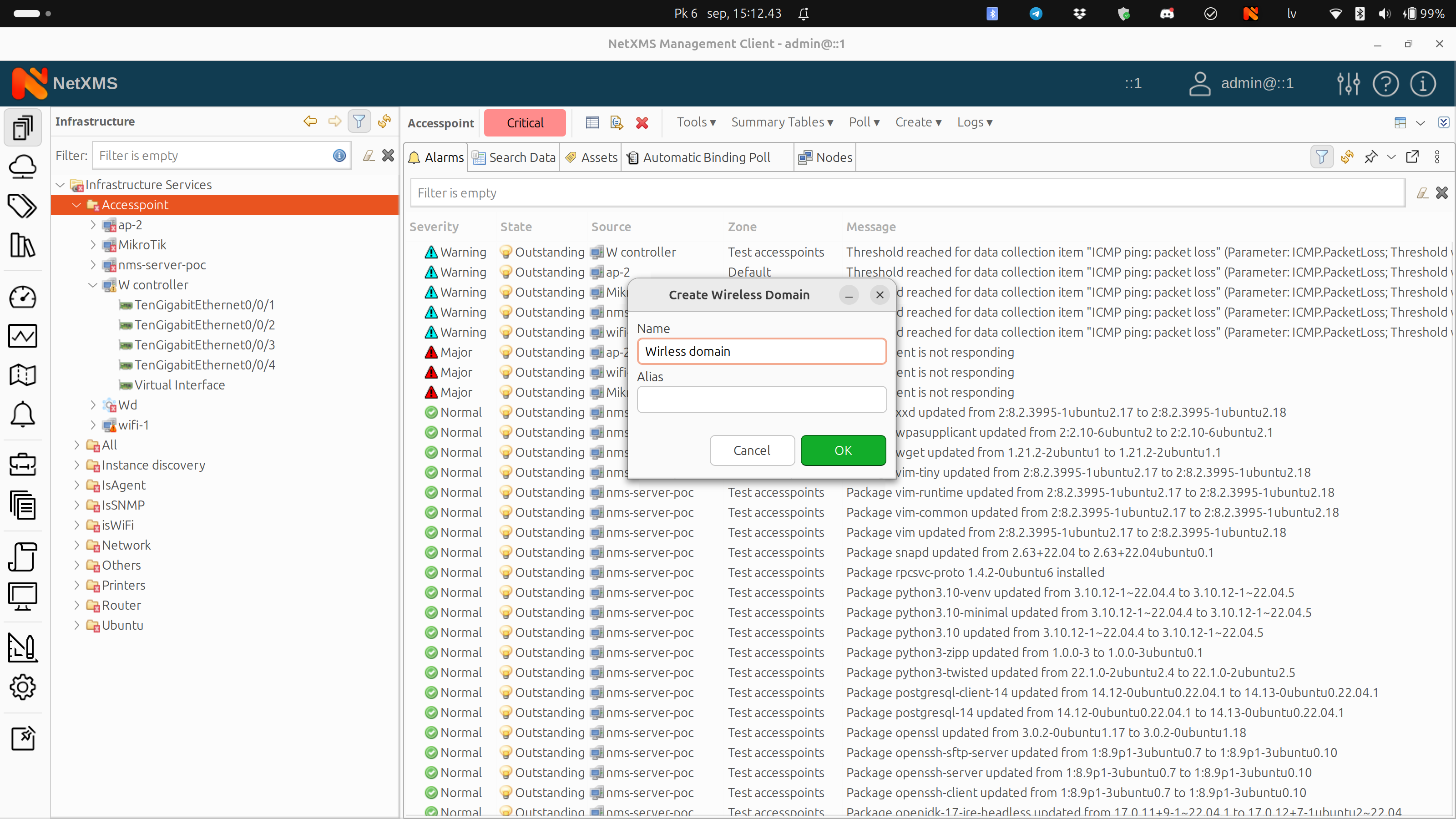 Wireless domain object creation