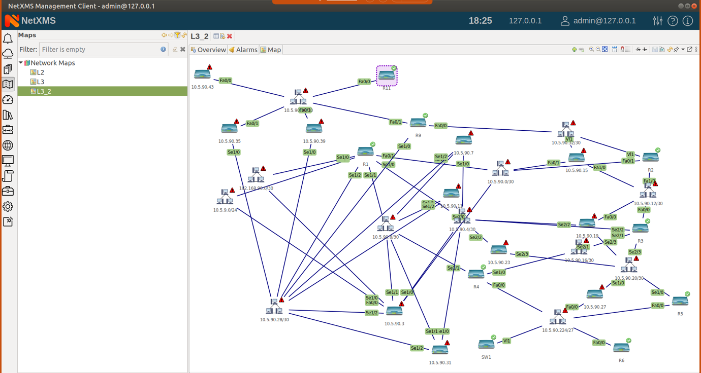 The example of an IP network map in NetXMS — 1
