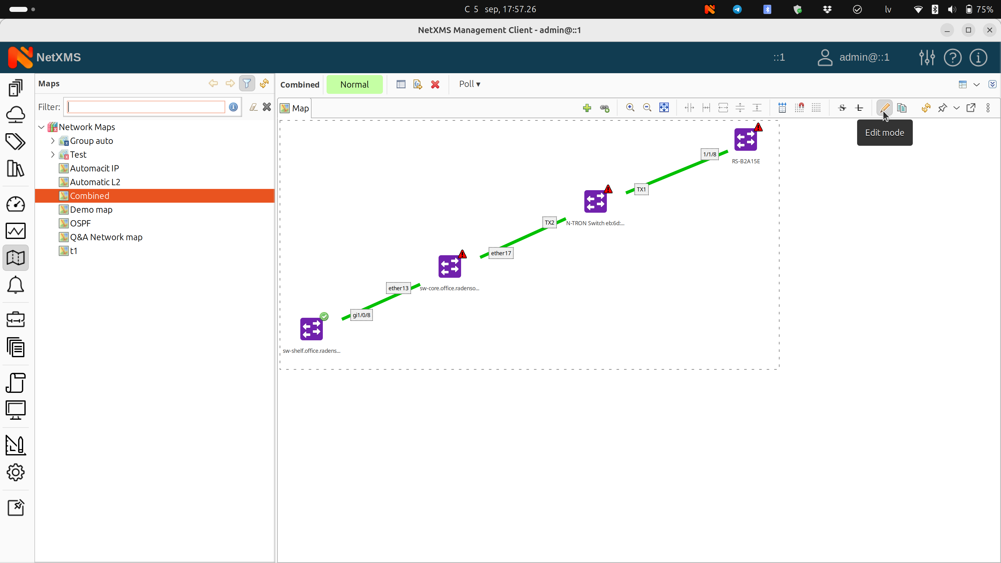 Editing mode in NetXMS UI