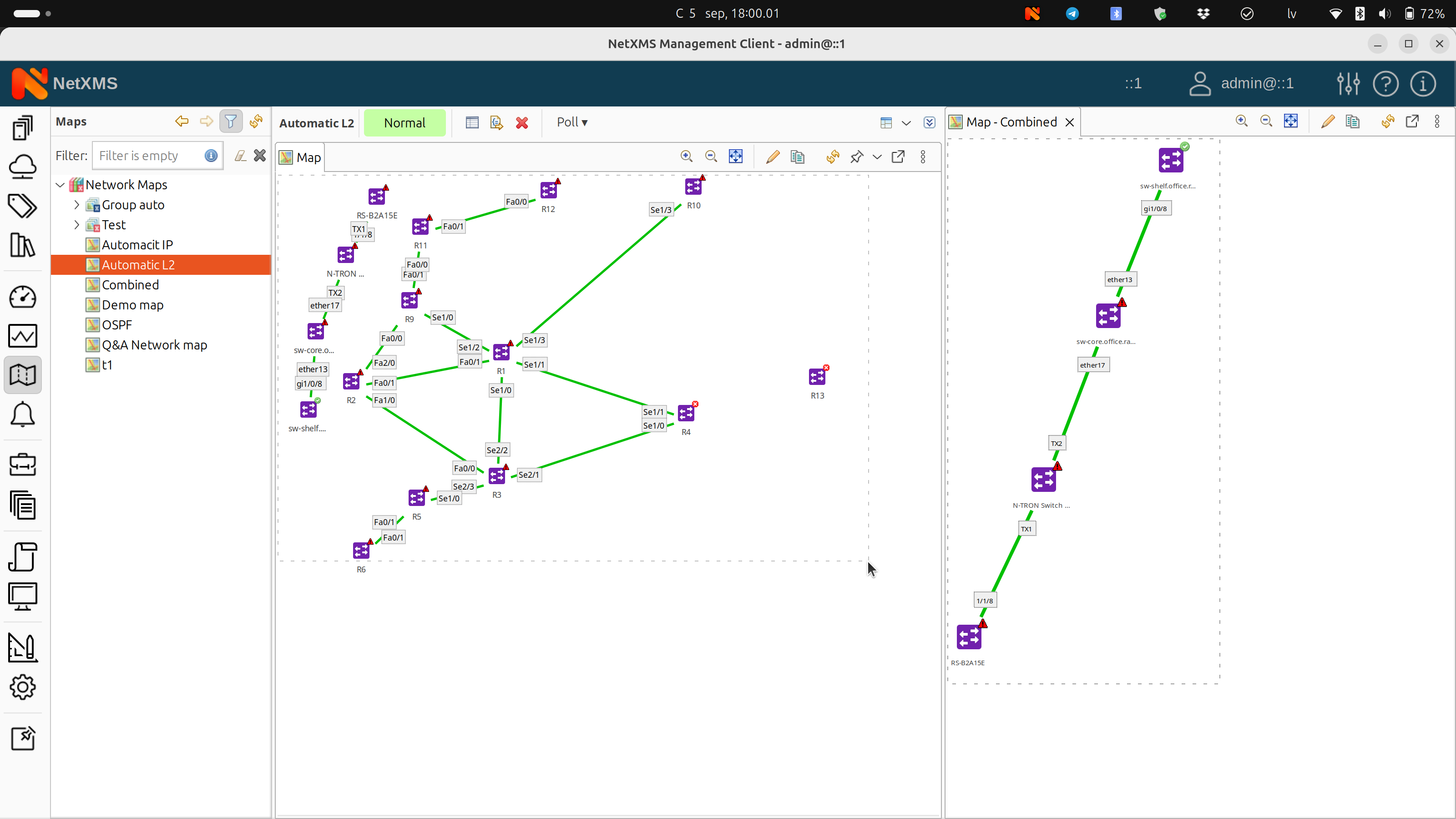 Defined size of a network map in NetXMS monitoring platform