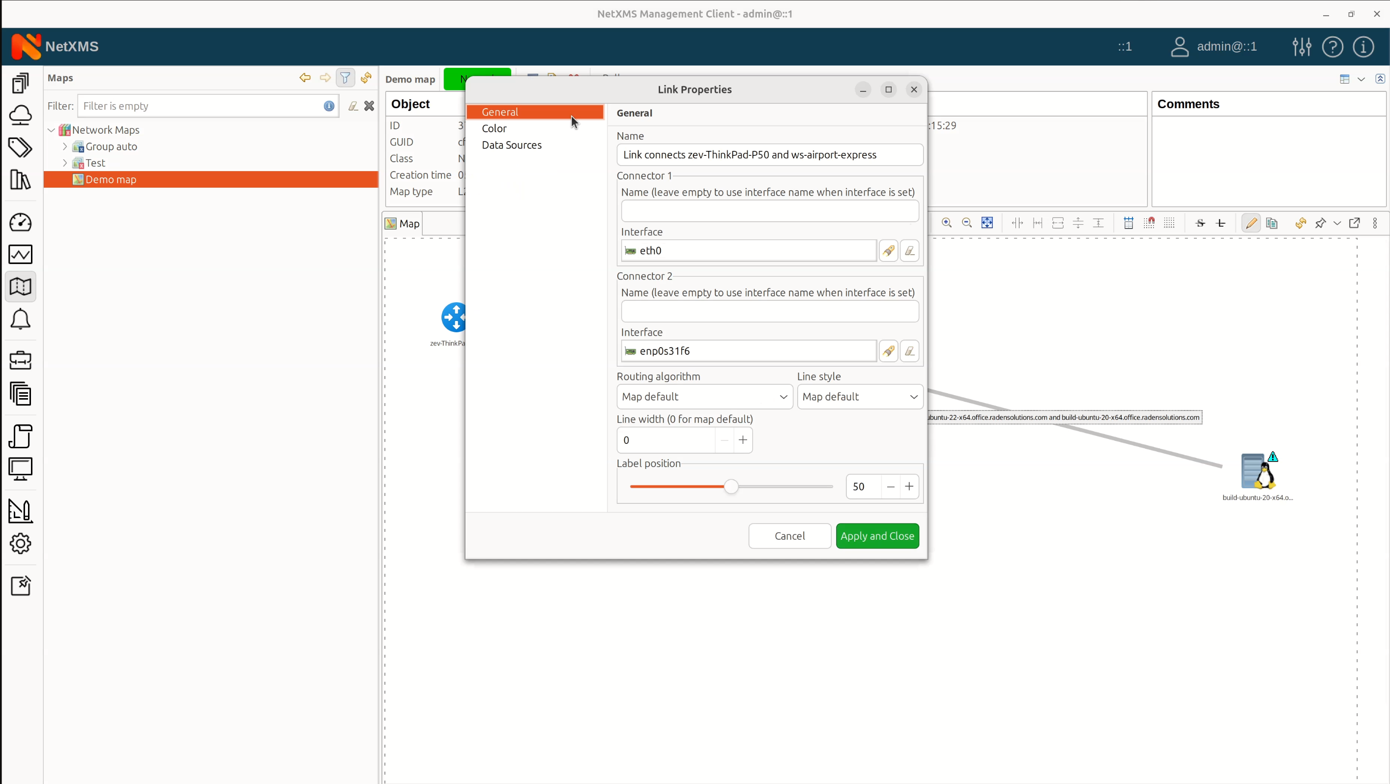 Setting up general link properties for your network map