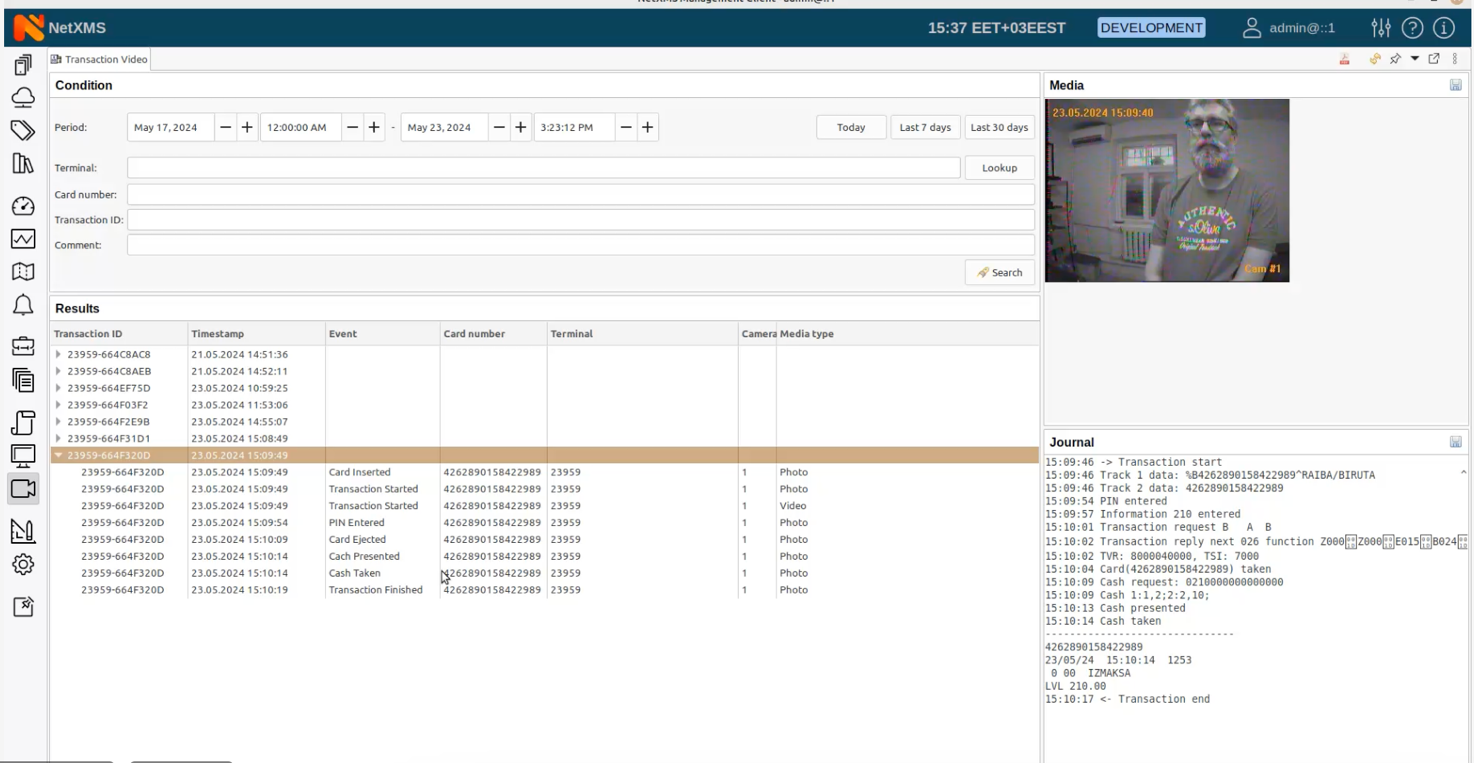 Video monitoring while ATM transaction is in process — a functionality of the NetXMS ATM real-time monitoring and management system